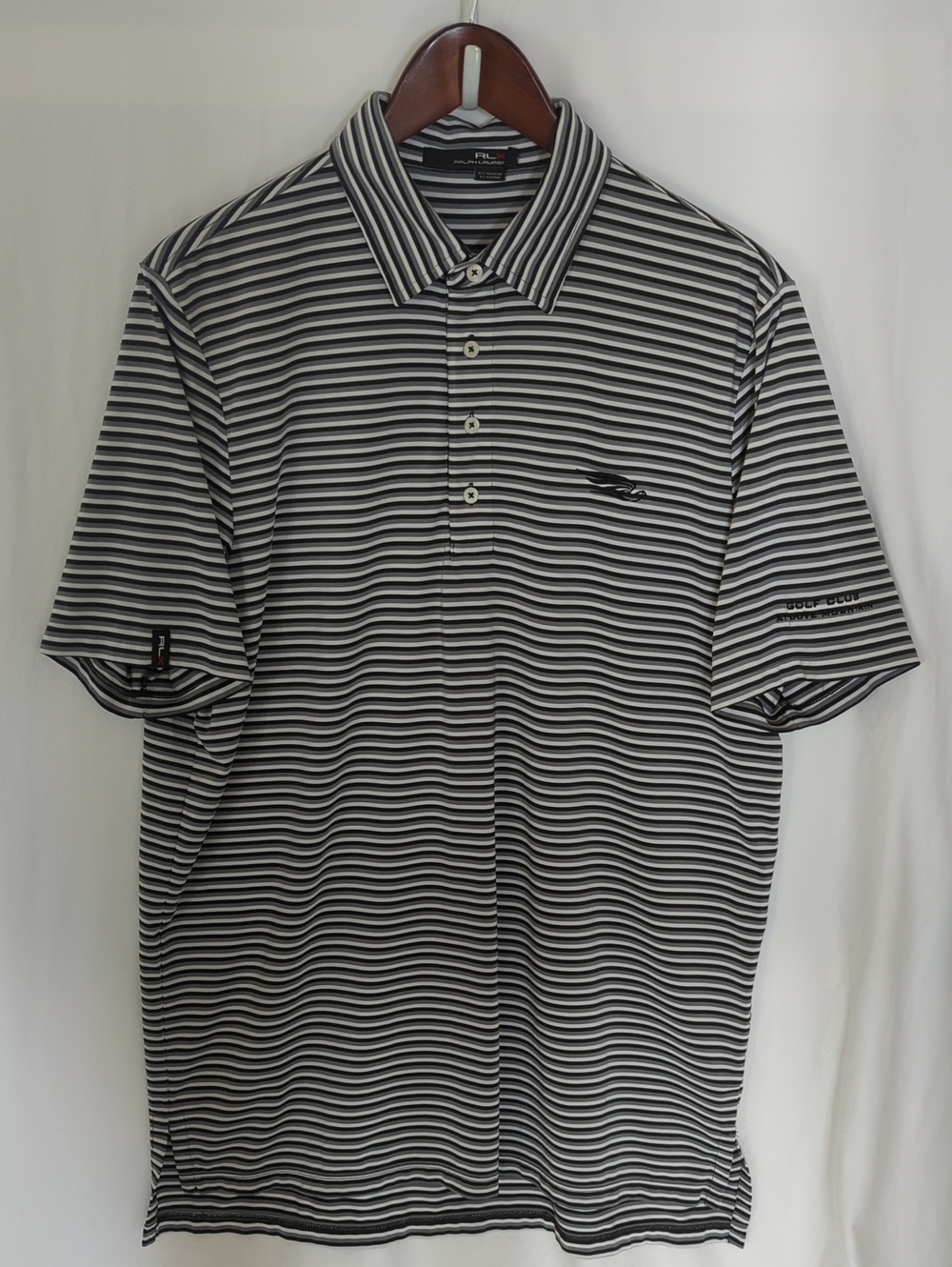 RLX Ralph Lauren Golf Club at Dove Mountain Polo Shirt Men's Large Striped Gray